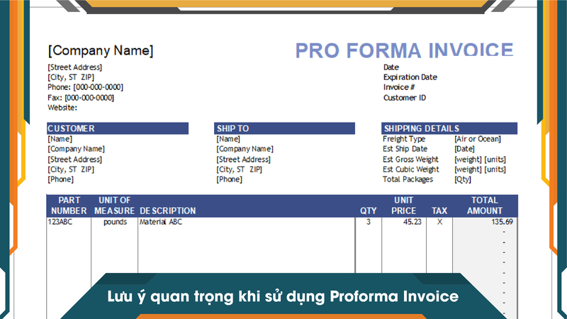 Lưu ý quan trọng khi sử dụng Proforma Invoice