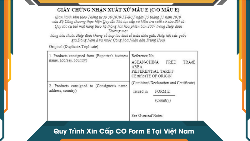 Quy Trình Xin Cấp CO Form E Tại Việt Nam