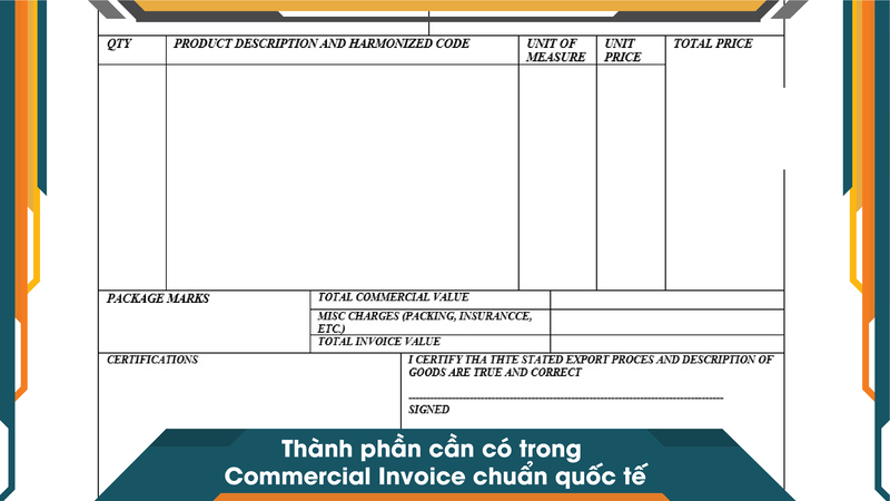 Thành phần cần có trong Commercial Invoice chuẩn quốc tế